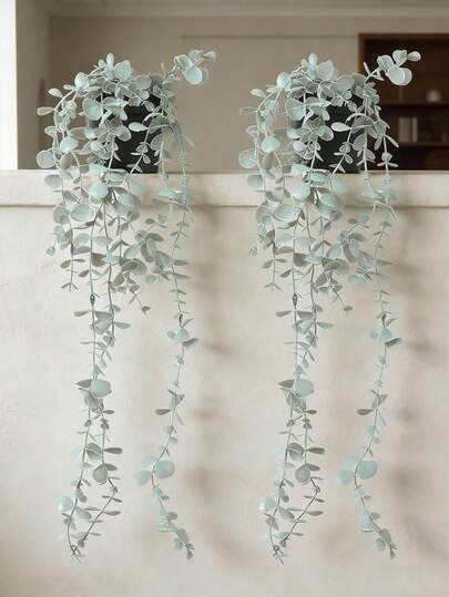 1/2盆人造尤加利盆栽，20.4英寸仿真植物藤蔓，适合室内/室外装饰、门廊、墙面装饰、春季装饰、家居装饰、客厅、卧室、厨房装饰，四季皆宜。