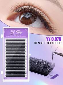 12排柔软细腻YY 0.07混合密度DIY睫毛嫁接专业高档睫毛材料单根嫁接自然绽放不脱落卷翘仿真睫毛浓密花型睫毛 - 查看 1