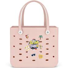 1pc X-Large EVA Rubber Tote Bag/Beach Bag, EVA Women's Fashionable Casual Shopping Bag, EVA Backpack Tote Bag, Washable, Durable, Lightweight Beach Tote Bag, Travel Tote Bag, Women's Picnic Shoulder Bag - Suitable For Beach, Pool, Vacation, Shopping, Camping, And Hiking. - 彩色 - 查看 14