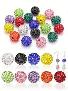 50/100/200颗 10毫米闪亮迪斯科球珠 - 闪亮黄色塑料珠，反光表面，适用于珠宝制作、DIY工艺品、项链和耳环配件、珠宝制作珠子、耳环组件、手工珠子 - 彩色 - 查看 5