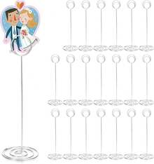 20 Pcs 8.75 Inch Table Number Holders, Place Card Holder Wire Picture Holders For Tables, Metal Table Sign Holder Picture Photo Display Stands For Centerpieces Wedding Birthday Banquet Party (Gold) - Bạc - Xem 2