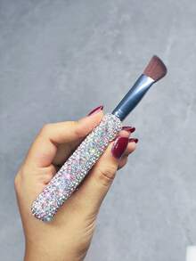1支多功能化妆刷，奢华水钻三角高光刷，鼻部轮廓刷，小巧便携，柔软刷毛，优雅礼品 - 彩色 - 查看 5