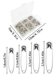 Set de 10 alfileres de plateados en caja de 5 ranuras - 10 piezas - Ver 2