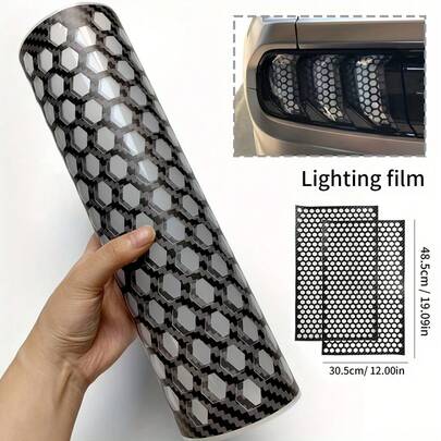 2pcs Honeycomb Tail Light Decorative Stickers, Vinyl Material, Rear Light Tint Film, Car Modification Accessories, Suitable For Various Vehicle Models, DIY Decor