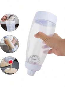 1pc 1000ml/33.8oz Cake Mixer - Kitchen Baking Tool, Manual Whisk For Cakes, Cookies & Baked Goods, Easy Squeeze Design, Precise Measurement, Smooth Mixing Essential Plastic Bowl - Multicolor - View 2