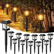 24/12PCS Solar Pathway Lights Outdoor, Black/Brown Upgraded LED Waterproof Solar Lights Outdoor, Up To 12Hrs, Auto On/Off, Garden Decor For Yard, Driveway, Walkway, Warm White - Solar Pathway Lights Outdoor - 查看 5