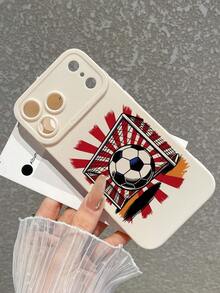 Funda de teléfono de TPU suave con protección de lente y diseño de celebración de gol de fútbol, diseño de fútbol rojo vintage radial, compatible con iPhone, adecuado para la Copa Mundial, partidos de fútbol, reuniones de fanáticos, cumpleaños, aniversarios y uso diario, versión internacional, no la versión nacional - Blanco - Ver 5
