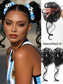 Curly Bun Wig Clip-In Hair Extensions - Multicolor - View 9