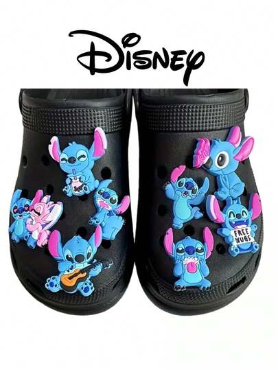 8pcs Disney Stitch Hole Shoes Charms, PVC Soft Detachable Decorative Buttons, Versatile Accessories