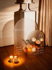 1pc 55*40cm Blank Acrylic Sign Board, Wedding Welcome Sign, Minimalist Style Wedding Decor Suitable For Outdoor Venues Like Garden, Indoor Or Beach Weddings - Multicolor - View 4