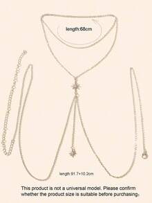 Women's Decorated Body Chain, Suitable Daily Wear - Silver - View 4