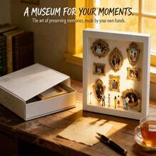 1 Set Caja de sombra de mini museo DIY - Celebra tus preciosos recuerdos de una manera única, kit de marco de caja de sombra con exhibición de fotos personalizable y figuritas en miniatura, decoración de recuerdos únicos y personalizados - Multicolor - Ver 3