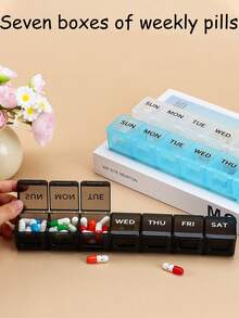 1 hộp đựng thuốc 7 ngày/tuần, hộp đựng thuốc di động 7/14 ngăn, hộp đựng thuốc du lịch trong suốt, hộp đựng viên vitamin, có thể đựng viên nén, viên nang, dầu cá, thiết kế nhỏ gọn, cần thiết cho gia đình, du lịch, ký túc xá. - Hộp đựng thuốc hình chữ nhật mini cầm tay - Xem 10