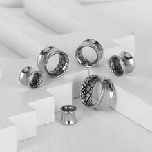 2PCS Unisex Retro 316L Stainless Steel Hammer Ear Tunnels Plugs Stretcher Studs Hip-Hop Punk Style Body Piercing Jewelry Women - Round-1 - View 5