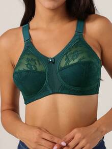 Sujetador sin costuras, transpirable y sin aros para mujer de talla grande, ligero y de cobertura total - Verde - Ver 3