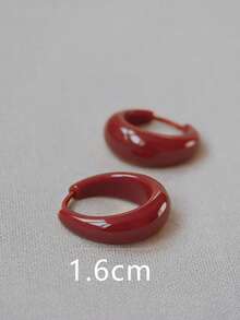 1 Pair Elegant Minimalist Geometric Round Burgundy Hoop Earrings, High-End Chic Everyday Wear For Women - Burgundy - View 4