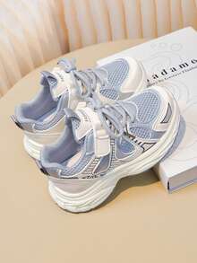 2026 Novos Tênis Chunky para Crianças, Sapatos Esportivos Respiráveis em Malha, Sapatos de Corrida Macios e Antiderrapantes para Meninos e Meninas, Versáteis para Escola, Casual, Outdoor, Leves e Respiráveis - Cinza - Visão 1