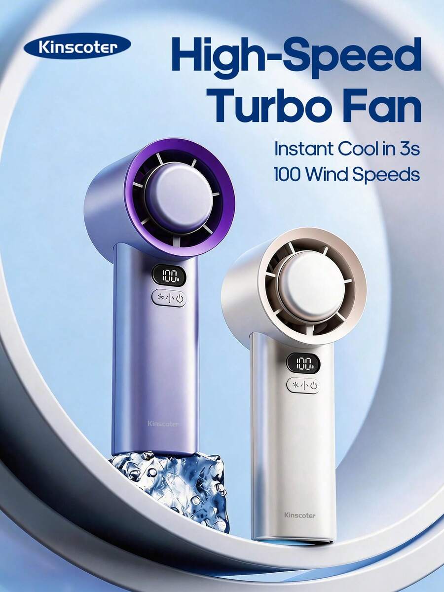 kinscoter 1个可充电3600mAh便携式迷你手持风扇，露营旅行必备，返校季空气冷却器，100档风速可调，个人迷你制冷可充电手持风扇 - 手持 - 查看 1