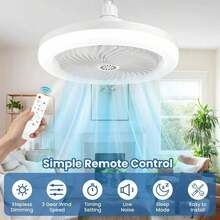10in LED Fan Light With 5 Blades, 360° Flexible Rotation, Remote Control, Aromatherapy Function, Crystal Shade, Adjustable Color Temperature, Brightness, Wind Speed, Timer, Suitable For Bedroom, Living Room, Office, Shop - 10in - View 11