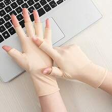 Fingerless Sunscreen Gloves, Summer Thin Breathable Anti-Slip Touchscreen Gloves For Driving, Cycling - Beige - View 10