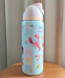 2026 New OWALAo Free.Sip Luminous Cup Limited Edition 32 Oz Stainless Steel Sports Water Bottle. Leak Proof With Pop-Up Lid, Easy To Clean. Available In A Variety Of Colors, The Pattern Is Clear And Exquisite. Designed For Water Drinkers, Suitable For Tourism, Camping, Running, School, Fitness, Halloween, Thanksgiving Day. New Fashion Water Bottle For Women, Girlfriend, Wife, Family Members, Friends, Students. (945ml) - 32oz/945ml - 查看 10