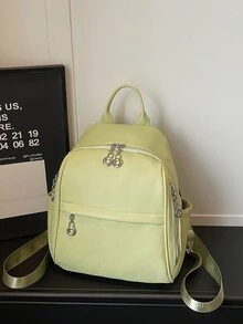 1pc Fashion Casual Large Capacity Multi-Pocket PU Leather Backpack, Adjustable Shoulder Strap, Campus Style Student Backpack - Multiple Colors - View 17