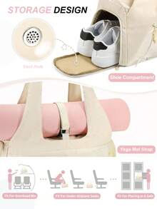 Unisex Yoga Fitness Bag With Water Bottle Holder, Shoe Compartment, Wet & Dry Separation Pockets, Adjustable Yoga Mat Strap, Large Capacity Multi-Function Gym Bag, Yoga Tote Bag, Fitness Travel Bag - Multicolor - View 8