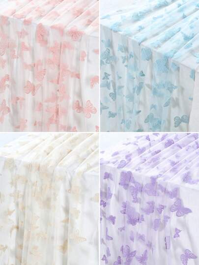 1Pc Pink/Purple/Blue/Beige Butterfly Mesh Table Runner,Gauze Polyester Double-Sided Table Cover,75*180cm Tablecloth,DIY Crafts,Wedding Decor,1st Birthday Decorations,Spring Party Decor,Baby Shower Supplies,Pink Birthday Decorations,Baby Party Supplies,Holiday Party Supplies,Home Decor,Room Decor,Table Decoration,Tabletop Decor,Butterfly Decor,Spring Decorations,Party Favor
