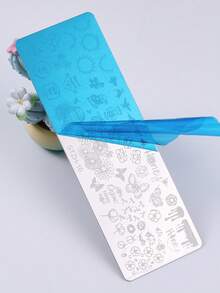 1pc Butterfly Bee Nail Art Stamping Plate, Spring Summer Daisy Honey Ladybug Pattern Design Y2K Style Printing Template Nail Art Accessory Tool, DIY Manicure Salon, Nail Supply - Silver - View 6