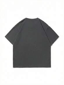 Fractyr 男士时尚印花宽松短袖T恤 | 精致设计 | 猫咪元素 | 夏季必备 | 易于搭配，展现您的风格 - 深灰色 - 查看 5