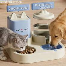 Pet Cat And Dog Food Bowl, Automatic Water Dispenser For Cat And Dog Food, Double Bowl Drinking Bowl Integrated Blue Version - 5L - Xem 7