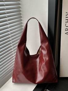 Tas Tote Wanita Ukuran Besar, Tas Bahu dengan Desain Modis, Tas Tangan Kasual Elegan - Merah - View 8