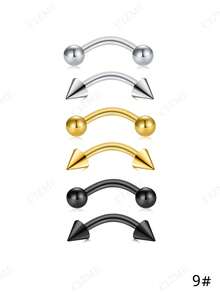 CIZME 5pcs Colorful Curved Barbell Eyebrow Rings Rook Daith Piercing Jewelry 16G Dainty Eyebrow Rings Stainless Steel Vertical Labret Lip Piercing Jewelry Rook Daith Earrings For Women Men Cool Daily Wear 8mm/10mm - Multicolor - View 13