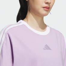 Adidas Camiseta de manga corta tipo BF para mujer, camiseta corta de punto sin cuello TKB7760 - Morado - Ver 4