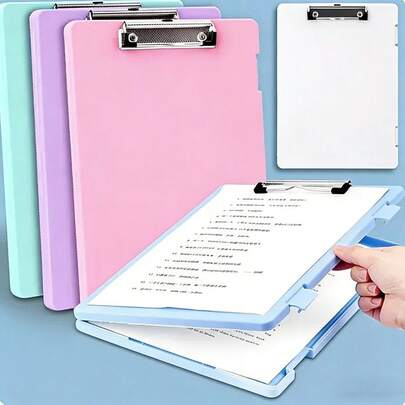 صندوق تخزين ملف A4، مشبك لوح، أداة تخزين وتنظيم ورقة اختبار خاصة بالطالب، سعة كبيرة (كتاب مرجعي، تصنيف المواضيع، ورقة اختبار، مشبك درجات موسيقية متعدد الاستخدامات، لوح كتابة)