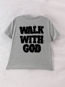 This Casual Gray Round Neck T-Shirt Designed For Older Children Features A Creative Printed Pattern, Making It Very Suitable For Boys And Older Children To Wear. Whether For School, Shopping, Creating A Street Style, Or Vacationing, It Is An Excellent Choice. - Grey - View 5