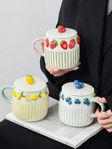 1 Bình nước lọc trái cây dung tích lớn mới, có nắp đậy, cốc sứ tráng men cao cấp dập nổi, thích hợp dùng cho trà tại nhà, ký túc xá sinh viên, cà phê văn phòng, quà tặng cao cấp cho bạn bè, bạn học, người lớn tuổi. - Nhiều màu - Xem 12