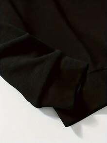 Plus Size - Plus Size Casual Hoodie With Printed Design On The Back - Black - View 10