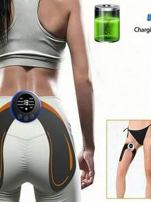 EMS臀部肌肉刺激按摩器，腹部肌肉训练器，健身臀部、手臂和腹部训练按摩器 - 黑色 - 查看 4