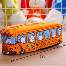 1pc Minimalist Design Cartoon Car Pencil Case, Large Capacity Creative Bus Pencil Bag, Korean/Japanese Style Student Stationery - Bus Pencil Case - View 7