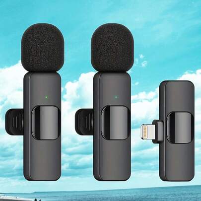 Tangle Free Wireless Lavalier Microphone, Mini Wireless Microphone, Vlog Microphone, Plug And Play Clip On Lapel Microphone With Lightning Connector Compatible With IPhone IOS, Clip On Microphone For Video Interview Vlog, Mini Microphone, Wireless Clip On Microphone Birthday Gift Anniversary Celebration