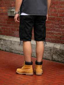 Men's Cargo Shorts Washed Cotton Casual  Multi Flap Pockets Lightweight Comfortable Summer Bottoms For Urban Streetwear Daily - 黑色 - 查看 2