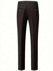 Men's Slim-Fit Black 3-Piece Suit - Elegant Black And White Wedding And Formal Wear, Long Sleeves, Button Closure, Non-Stretch Fabric, Suitable For Office Meetings And Elegant Events All Year Round, Wedding Attire, Slim-Fit Suit - màu đen - Xem 5