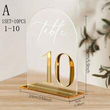 1 Set = 10pcs Matte Wedding Table Number Plates 1-40 With Stands, Gold Arch Acrylic Table Number Plates With Stands 15*10cm, Suitable For Wedding Reception, Party, Anniversary, Events - View 8