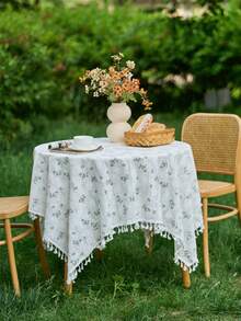 1pc White Ins Fresh Pastoral High Quality Dust Cover Cloth, Photography Backdrop, Tablecloth - White - View 6