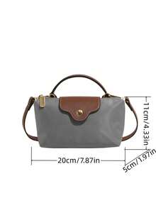 New Fashionable Solid Color Minimalist PU Bucket Bag, Elegant High-End Handbag Suitable For Work, Shopping, Dating, Versatile - Grey - View 3