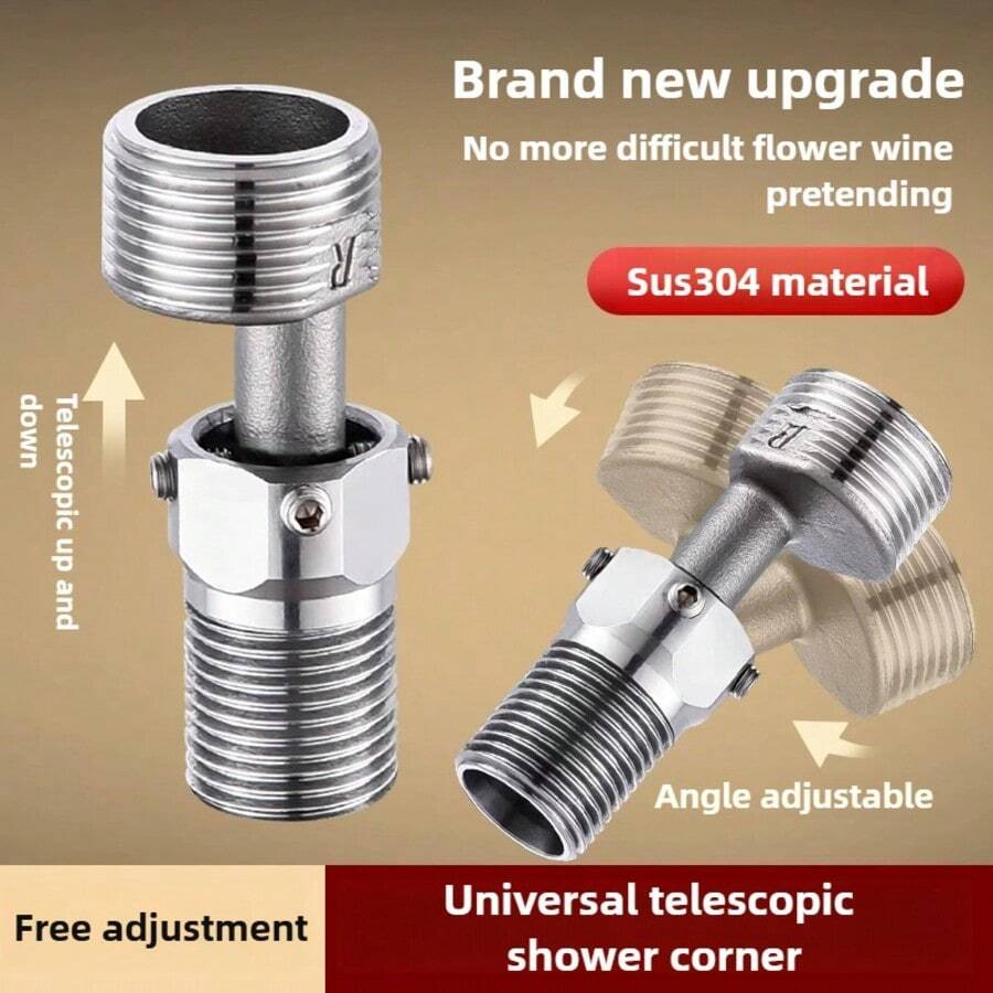 304 Stainless Steel Shower Arm Extender, Adjustable Shower Head Extension Adapter (2-4 Inch), Universal Angle Stop Elbow For Mixer Valve, Anti-Leak Durable Bathroom Repair Parts