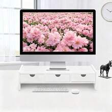 1 cái giá đỡ màn hình máy tính, giá đựng đồ dùng văn phòng, giá nâng màn hình có ngăn kéo, giá trưng bày. - A - Xem 3