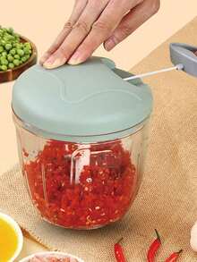 1个手动绞肉机/压蒜器/旋转式蒜蓉器/蔬菜洋葱切碎器/厨房烹饪配件 - 彩色 - 查看 6