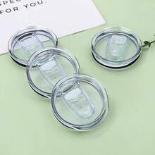 1/2pcs 20oz/30oz Replacement Lids, 3.3in/3.7in Diameter Leak-Proof Caps For Insulated Water Bottles - Clear - View 6